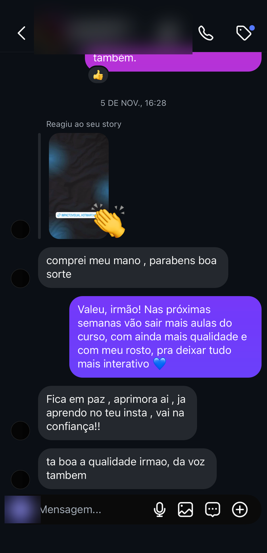 Depoimento de aluno