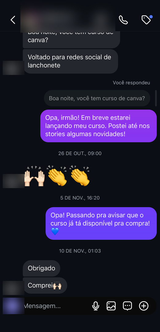 Depoimento de aluno