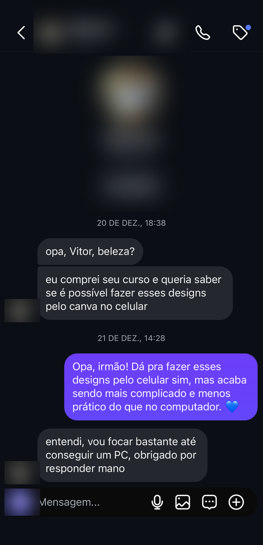 Depoimento de aluno